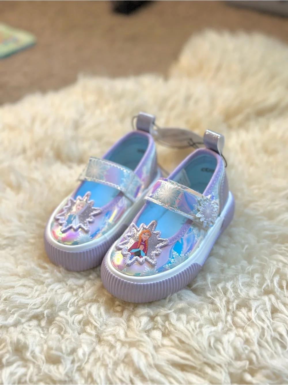 Kids Iridescent Purple Frozen Slip-On Mary Jane Shoes